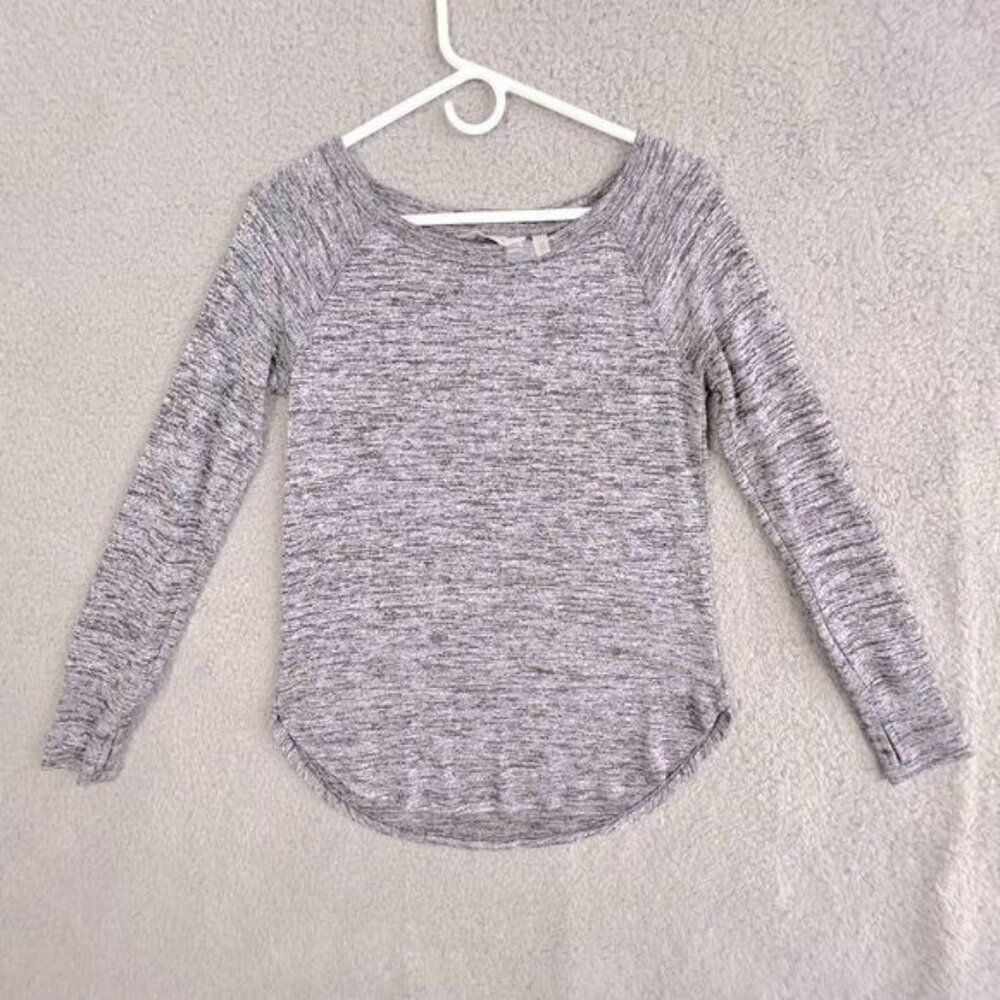 ATHLETA ADULT ATHLETIC TOP LONG SLEEVE GRAY BLACK BLEND SIZE XS WOMENS
